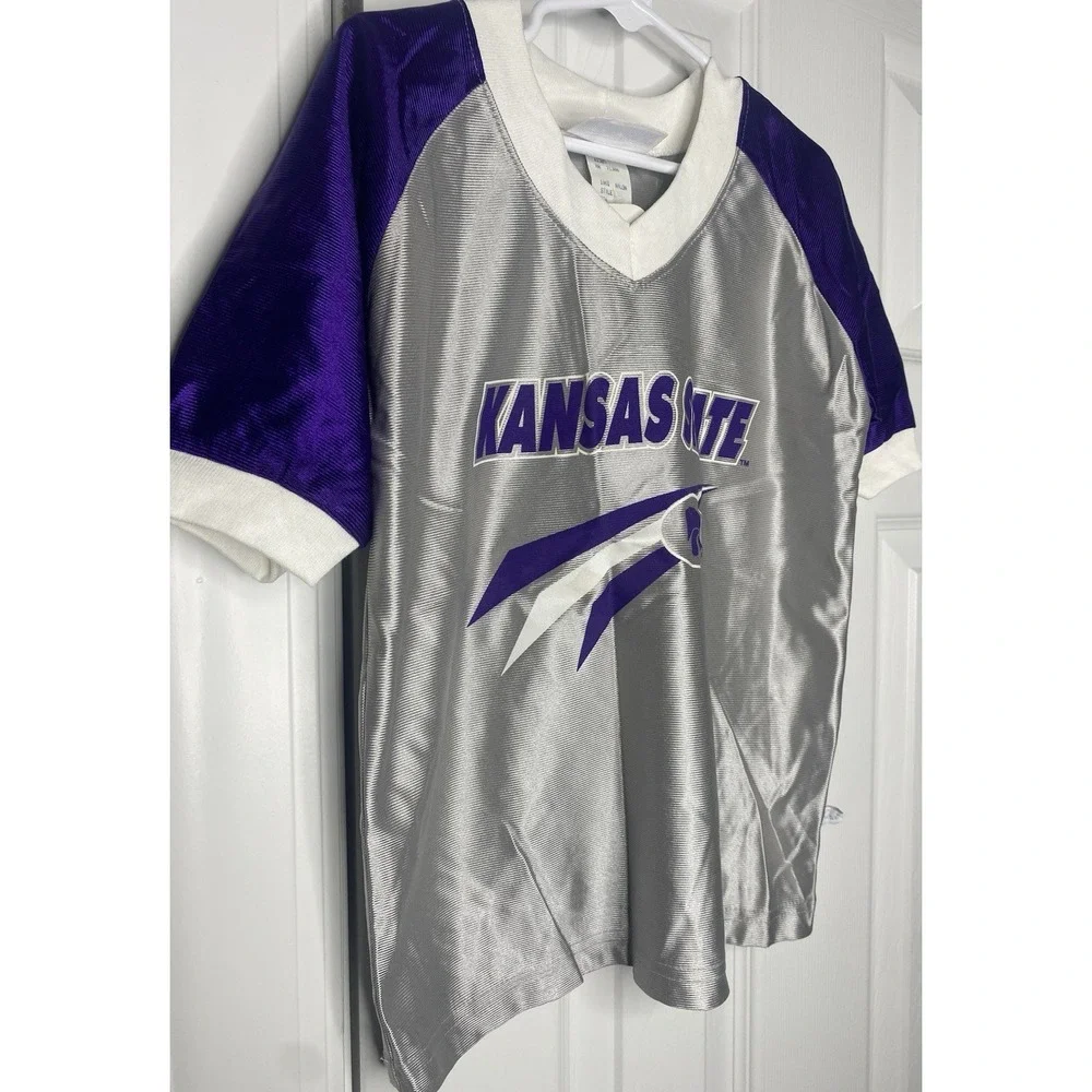 NCAA Youth Kansas State Vintage Jersey Shirt Silver‎ Purple Size 6-8 New
